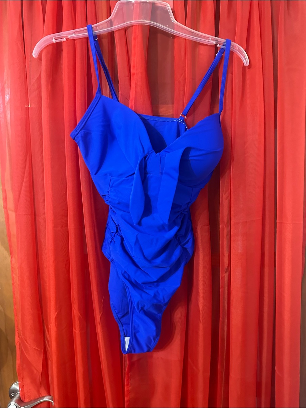 Girls' Bright Blue One-Piece Swimsuit with Adjustable Straps